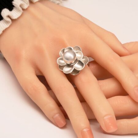 Sterling silver flower rose petals ring