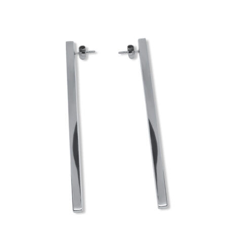 long rectangular silver earrings