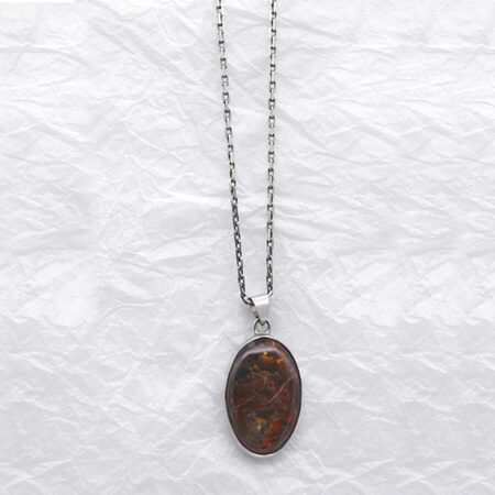 The brown silver bezel necklace