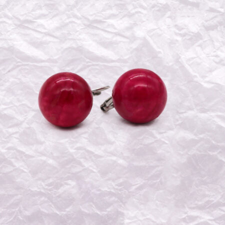 Light Red Opal Round Earrings