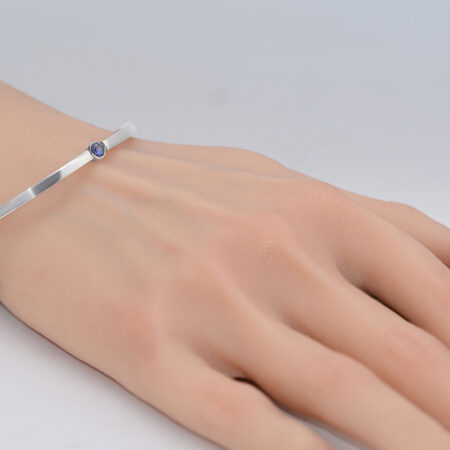 Sterling Silver Bangle with blue water gemstone
