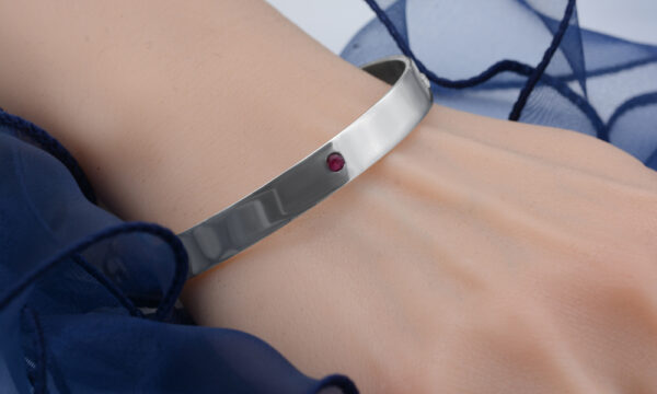 Handmade sterling silver with imbedded gemstones bangle MG