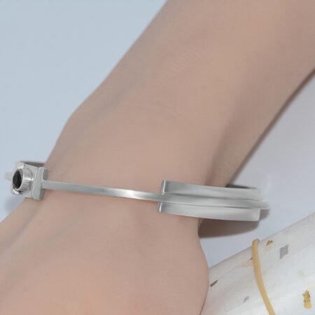 Sterling Silver Bangle with cubic Zirconia